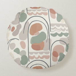 Boho Abstract Organic Shape Pillow - Earthy Terrac Rond Kussen