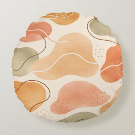 Boho Abstract Organic Shape Pillow - Earthy Terrac Rond Kussen