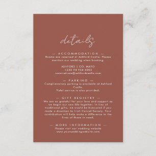 Boho Abstract Rust Maple Wedding Details Informatiekaartje
