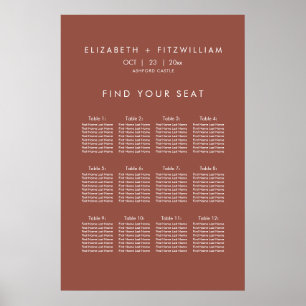 Boho Abstract Rust Maple Zitting Chart Poster