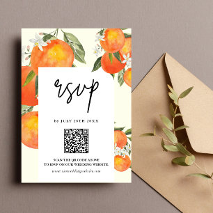 Boho Abstract Schetsmatige Oranje Tuin Bruiloft RSVP Kaartje
