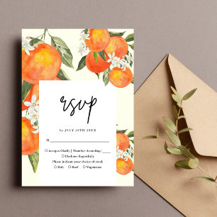Boho Abstract Schetsmatige Oranje Tuin Bruiloft RSVP Kaartje