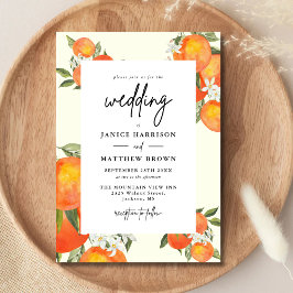 Boho Abstract Sketchy Orange Garden Wedding Kaart