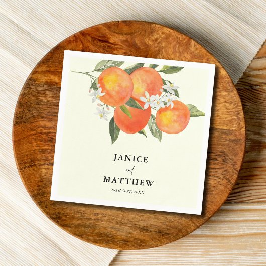 Boho Abstract Sketchy Orange Garden Wedding Servet