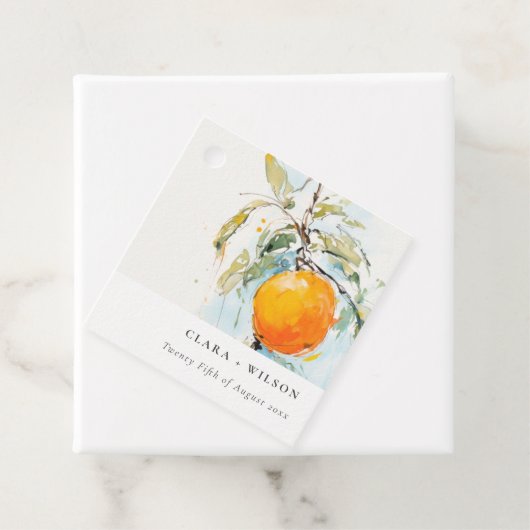 Boho Abstract Sketchy Oranje Tuin Bruiloft Bedankjes Labels (In situ)