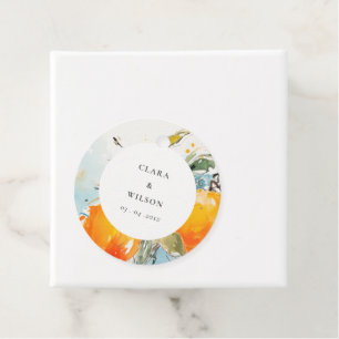 Boho Abstract Sketchy Oranje Tuin Bruiloft Bedankjes Labels