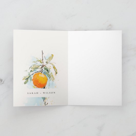 Boho Abstract Sketchy Oranje Tuin Bruiloft Bedankkaart (Binnen)