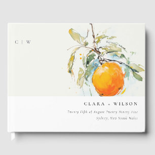 Boho Abstract Sketchy Oranje Tuin Bruiloft Gastenboek