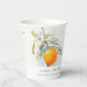 Boho Abstract Sketchy Oranje Tuin Bruiloft Papieren Bekers (Voorkant)