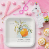 Boho Abstract Sketchy Oranje Tuin Bruiloft Papieren Bordje (Feest)