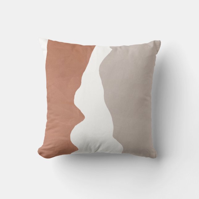 Boho Abstract Terracotta Cream Silver Sierkussen (Voorkant)