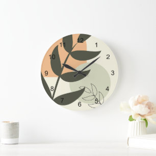 Boho abstracte blad wandklok grote klok