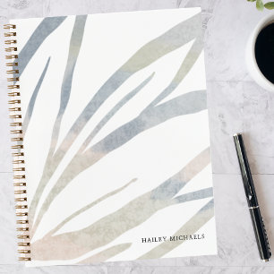Boho Abstracte bladeren met gepersonaliseerde naam Notitieboek