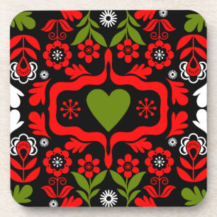 Boho Abstracte Bloem volkskunst Bier Onderzetter