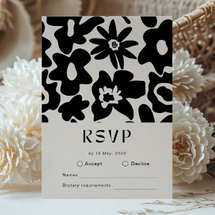 Boho Abstracte Bloemen Huwelijk RSVP