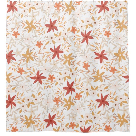 Boho abstracte bloemen oogstgoud roestbeen douchegordijn (Voorkant)