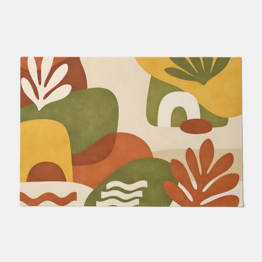 Boho Abstracte Botanische Kunst Deurmat (Voorkant)