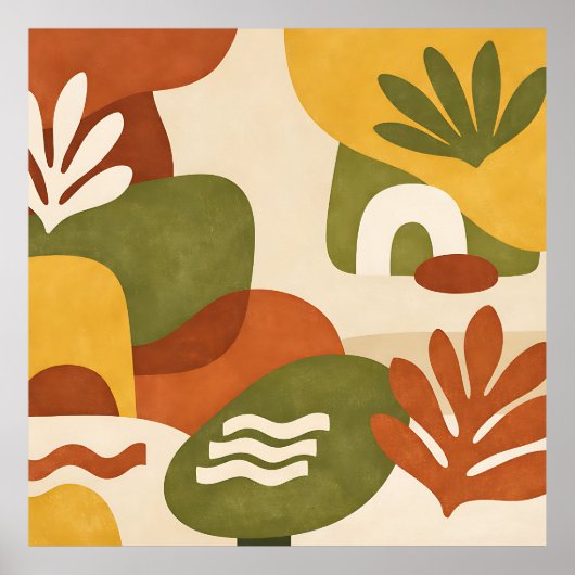 Boho Abstracte Botanische Kunst Poster (Voorkant)