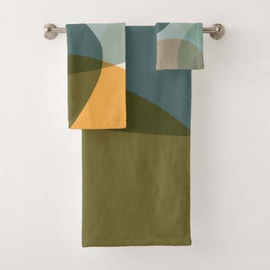 Boho Abstracte geometrische vormen Blauw en Geel Bad Handdoek (Insitu)