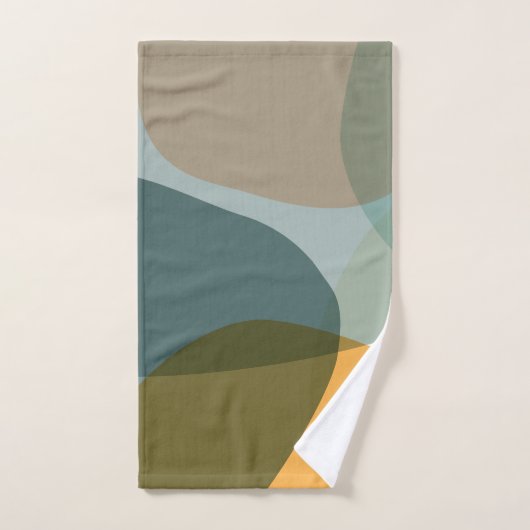 Boho Abstracte geometrische vormen Blauw en Geel Bad Handdoek (Handdoek)