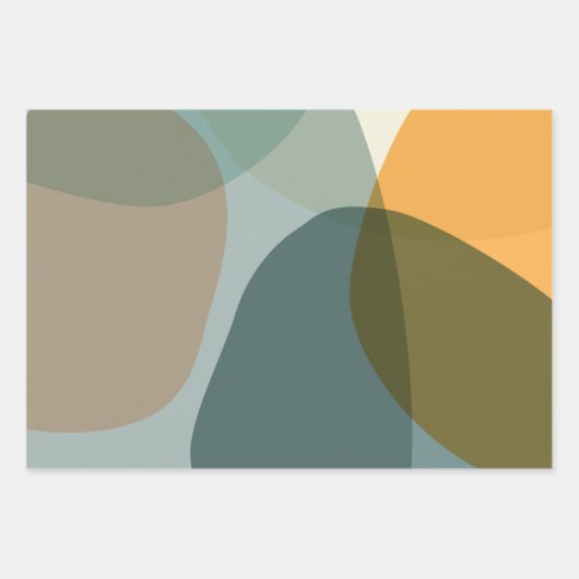 Boho Abstracte geometrische vormen Blauw en Geel Inpakpapier Vel (Voorkant 2)