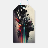 Boho abstracte kunst met meisjesgezicht cadeaulabel (Achterkant)