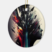 Boho abstracte kunst met meisjesgezicht keramisch ornament (Links)