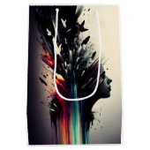 Boho abstracte kunst met meisjesgezicht medium cadeauzakje (Achterkant)