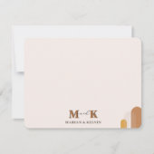 Boho Abstracte Modern Couple Monogram Initialen Notitiekaartje (Voorkant)