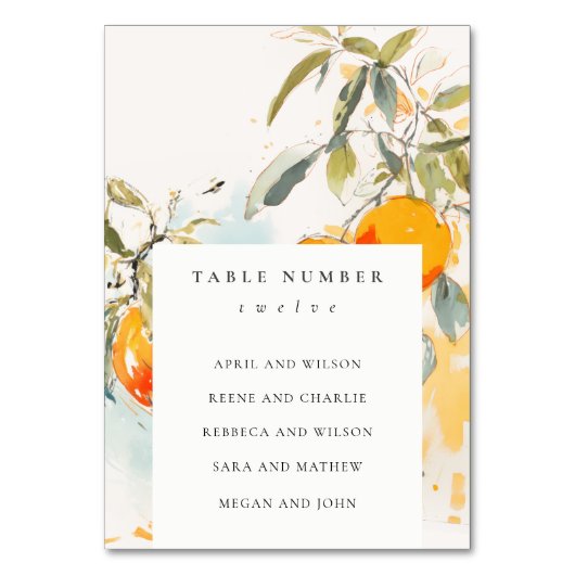 Boho Abstracte Oranje Tuin Trouwstoelen Kaart (Achterkant)