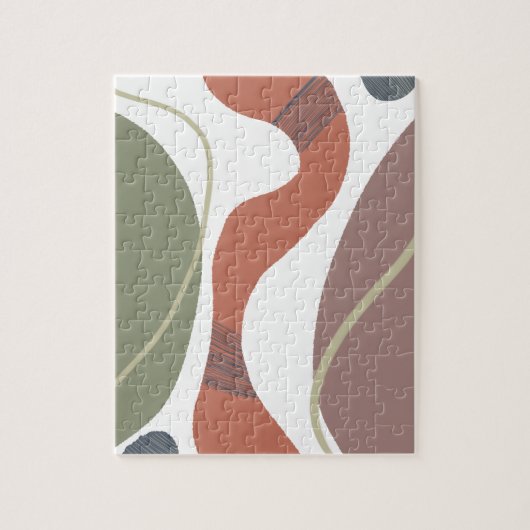 Boho Abstracte Organic Natural Tones Shapes Legpuzzel (Verticaal)