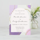 Boho Abstracte Paarse gouden Waterverf Wedding Kaart (Staand voorkant)