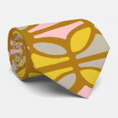 Boho Abstracte pasta's Patroon Roze Geel Stropdas (Opgerold)