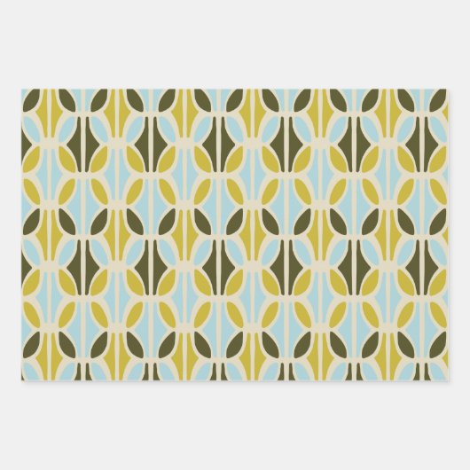 Boho Abstracte pasta's Pattern Green Blue Inpakpapier Vel (Voorkant 3)