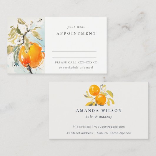Boho Abstracte Sketchy Oranje Tuin Afspraak Visitekaartje (Voorkant / Achterkant)