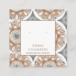Boho Abstracte Vormen Oorbel Display Kaart Vierkante Visitekaartje
