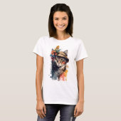 BOHO ABSTRACTE WATERVERF CAT MET STROMEN T-SHIRT (Voorkant volledig)