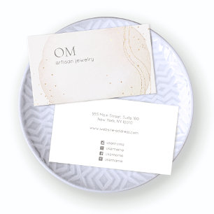 Boho Abstracte Waterverf met Gold Accents Visitekaartje