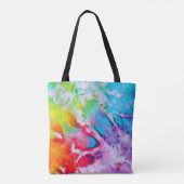 Boho Abstracte Waterverf Rainbow Batik Tie Dye Art Draagtas (Achterkant)