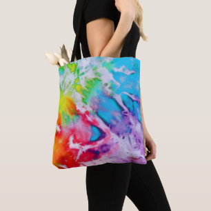 Boho Abstracte Waterverf Rainbow Batik Tie Dye Art Draagtas