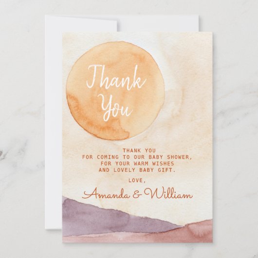 Boho Abstracte woestijn en Sunshine Baby shower Bedankkaart (Voorkant)