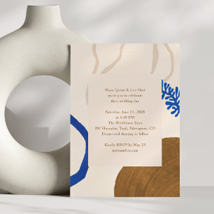 Boho Abstracte Zomerbruiloft Aardige Neutrals Blau Kaart