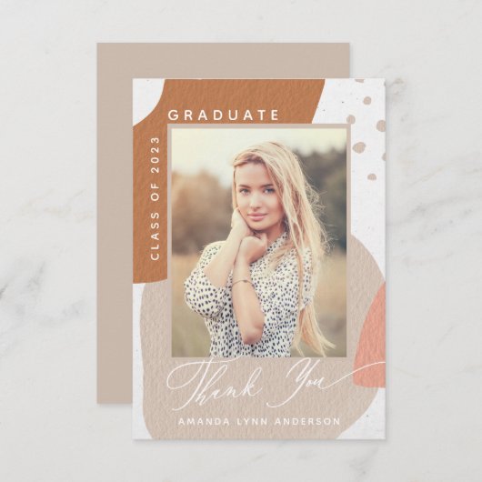 Boho Abstrait Formes Photo Graduation Merci (Devant / Derrière)