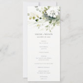 Boho Abstrait Green White Floral Wedding Programme (Devant)