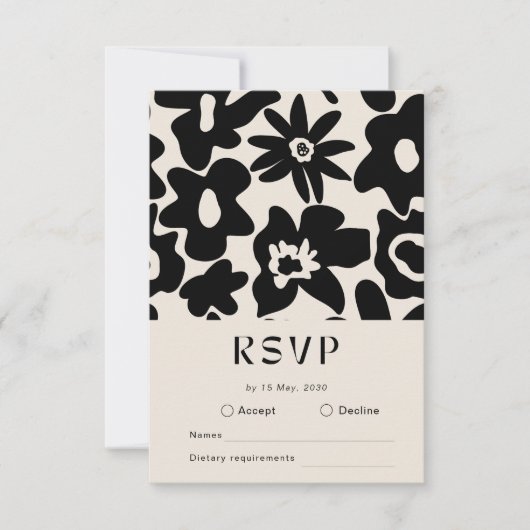 Boho Abstrait mariage floral RSVP (Devant)