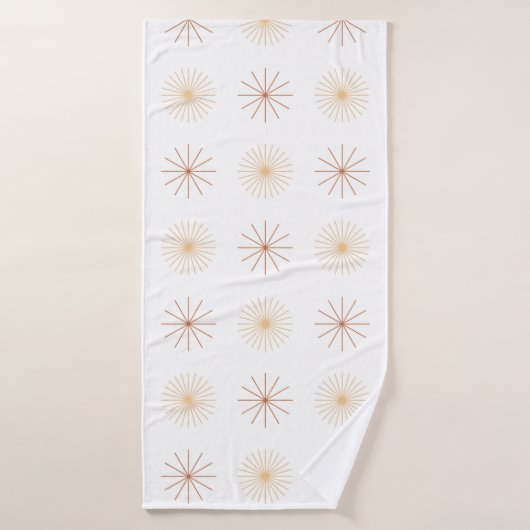 Boho abstrait soleil starburst pêche orange blanc  (Serviette de bain)