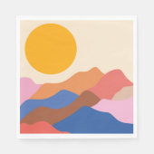 Boho Aesthetisch Abstract Landschap Mountains Blue Servet (Voorkant)