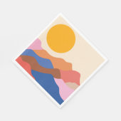 Boho Aesthetisch Abstract Landschap Mountains Blue Servet (Hoek)