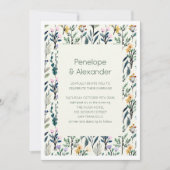 Boho Aesthetische Waterverf Wildflower Wedding Kaart (Voorkant)