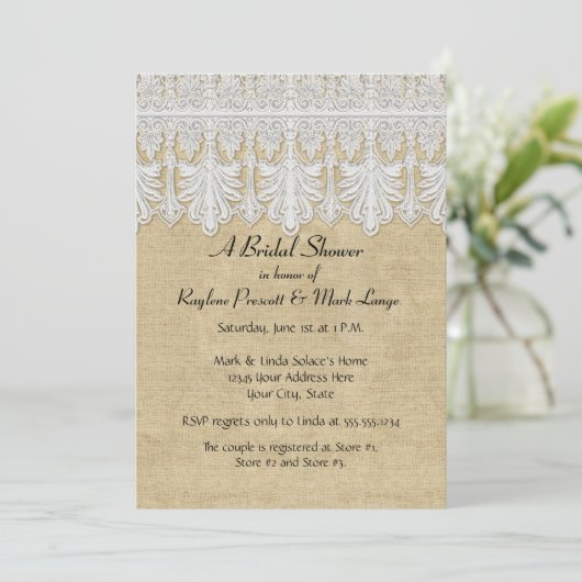 BOHO Afgedrukte Burlap in Lace Gypsy Modern Mod St Kaart (Staand voorkant)